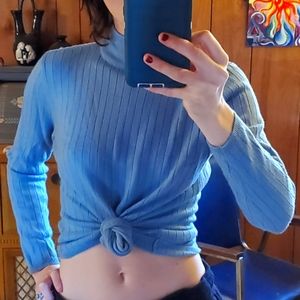 Baby blue ribbed Long-sleeved sweater shirt.